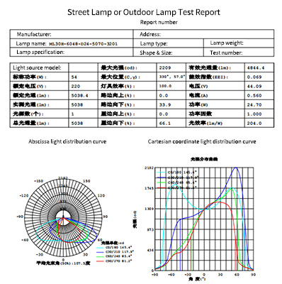 solar led street lights Test Report EXC